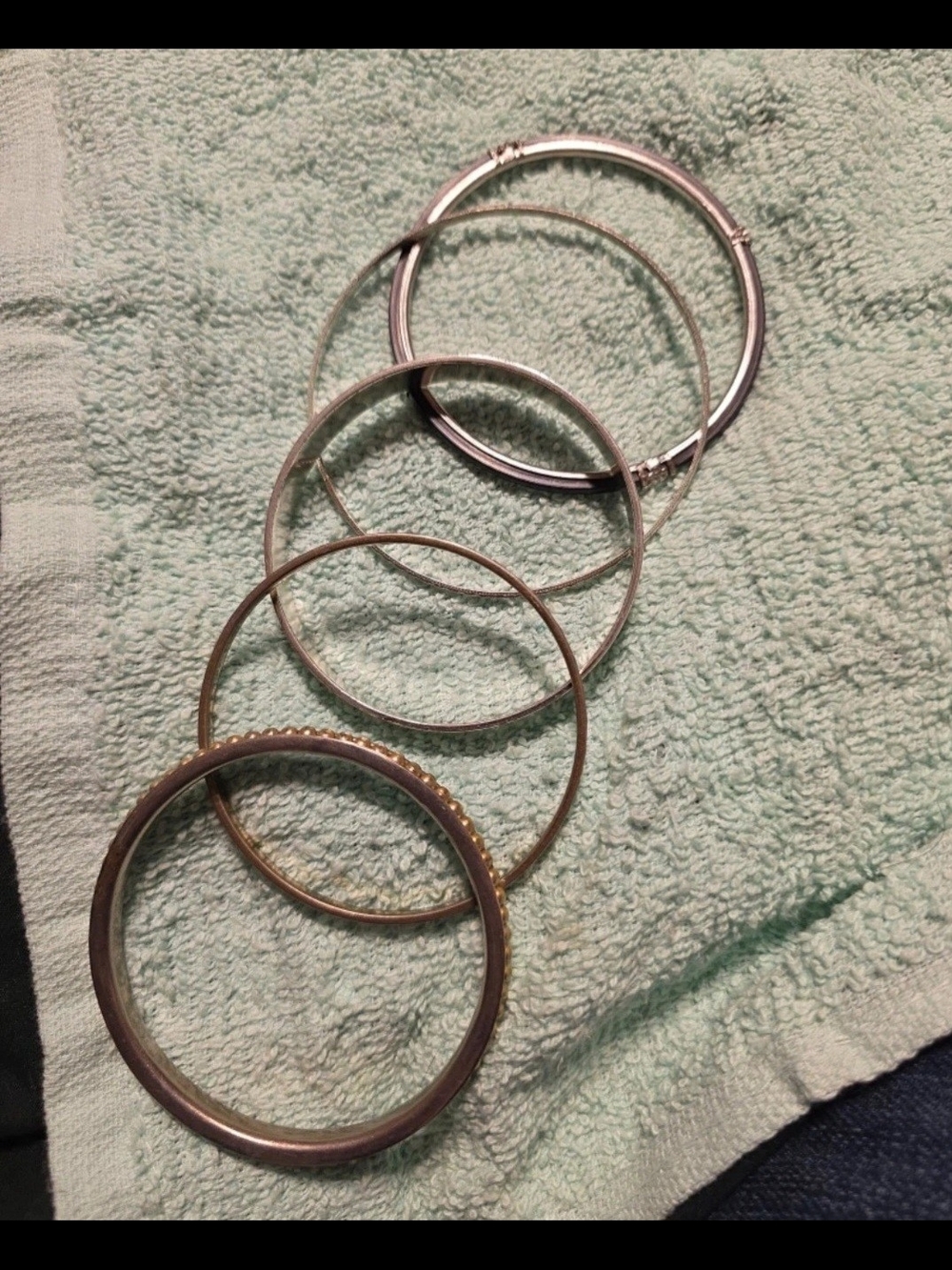 VINTAGE Silver-Tone and Gold-Tone Mixed Metal Bangle Bracelet Set